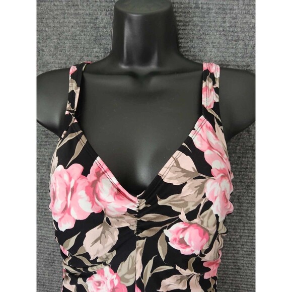 Gabar Swimsuit Vintage 90s One Piece Rouched Tummy Control Size 10 Floral Rose - Picture 3 of 8